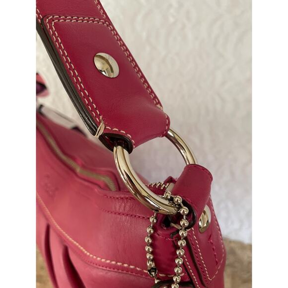 Coach Large Ergo Pleated hobo/soho raspberry Leather Shoulder Bag F13731 - Picture 11 of 13